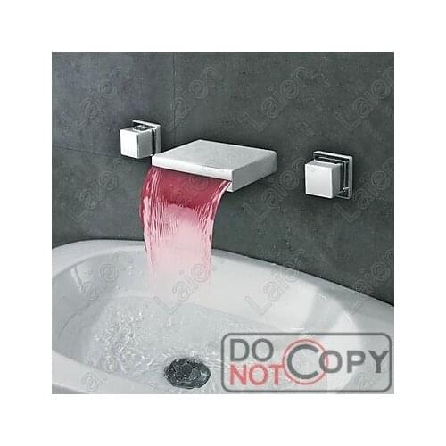 Temperature change color LED Faucet LED light Waterfall Faucet Full copper hot and cold water into the wall Waterfall Faucet