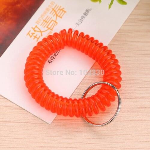 Colorful Spring Spiral Wrist Coil Flexible Spiral Coil Wristband Wrist Band Key Ring Chain Key Tag for Gym Pool