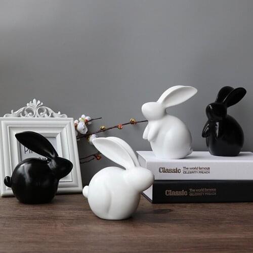 CREATIVE RESIN RABBIT ORNAMENTS HOME DECOR FURNISHING CRAFTS LIVING ROOM CREATIVE ANIMAL PORCELAIN FIGURINES HOME DECORATION