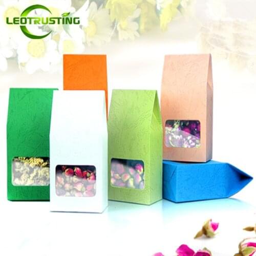 Leotrusting 80x155mm Folding Color Kraft Paper Window Box Craft Paper Gift Packaging Box Party Christmas Present Package Bag Box