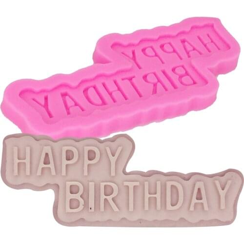 M0183 Happy Birthday Shape Silicone letter Lace Mold Cake Tools, Fondant Bakeware Decorating, Candy, Cookie, Jelly Tools