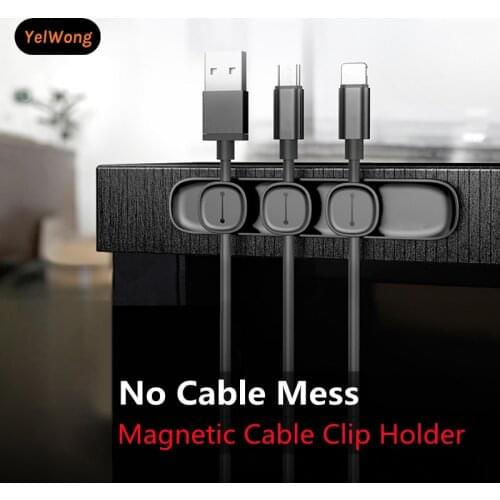 YelWong Cable Organizer Magnetic Cable Management USB Cables Holder Silicion Flexible Desktop Clips Cord Organizer Clips Winder