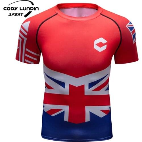 Men Fitness Rash Guard Cody Lundin Running Short Sleeve Sublimation Printing Tops