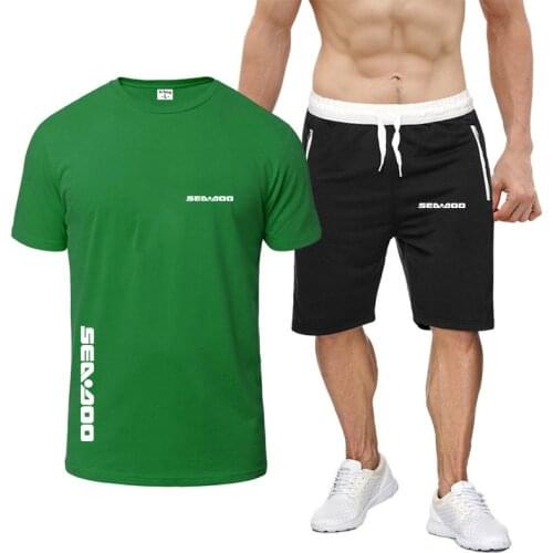 Mens Sea Doo Seadoo Moto Tracksuit Summer Clothes Sportswear Two Piece Set T Shirt Shorts Brand Male Sweatsuit Sports Suits