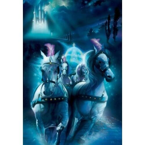 JMINE Div 5D Cinderella-blue Castle Carriage Horse Full Diamond Painting cross stitch kits art Cartoon 3D paint by diamonds