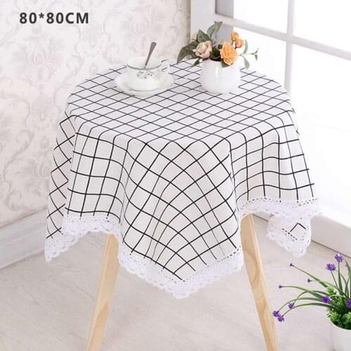 Rustic Lattice Tablecloth With Tassel Cotton Linen Table Cloths Kitchen Dining Party Holiday Christmas Buffet Table Decoration