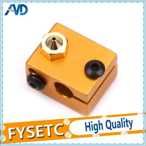 New Golden V6 Aluminum Heater Block All-Metal Oxidation V6 Extruder For HotEnd 20*16*12mm For 3D Printer Parts