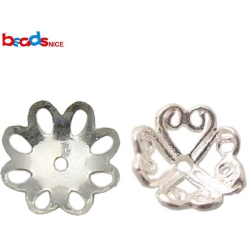 Beadsnice wholesale flower 925 silver end beads caps in factory price ID24316
