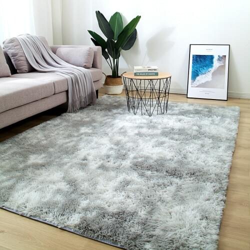 Bedroom plush rug living room coffee table rectangular thick carpet Nordic thickened tie-dyed silk wool carpet decoration rug