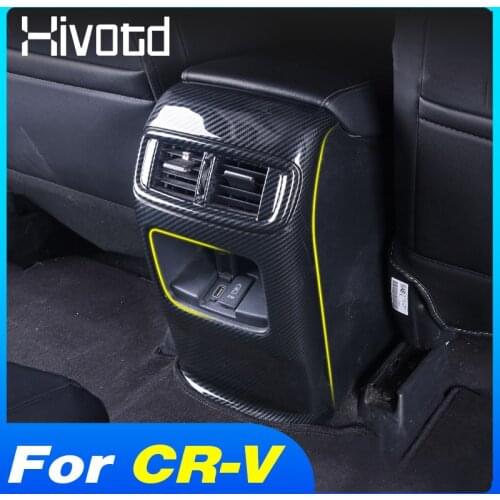 Hivotd Armrest Rear Air conditioning Outlet Cover Interior Decoration Anti-wear Car Accessories For Honda CRV CR-V 2017-2021