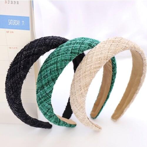 Plaid Woolen Sponge Plain Hairband Headband for Women Girls Hair Accessories