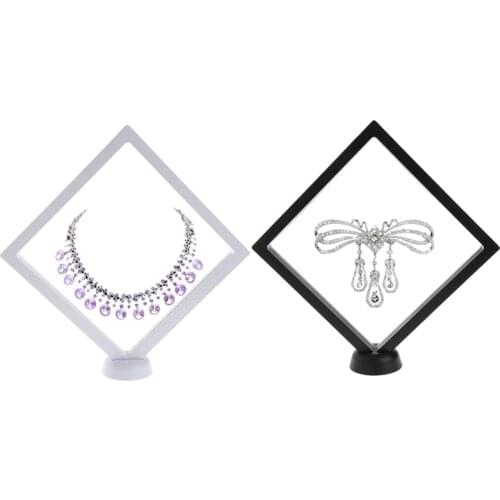 Suspended Floating Jewellery Display Case Gems Artefacts Stand Holder With Base