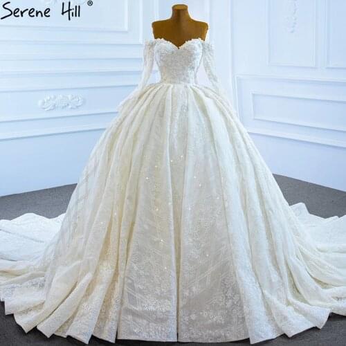 Serene Hill Ivory Sparkle Sexy Wedding Dresses Gowns Luxury Beading Lace Up Bridal Dress 2021 HM67224