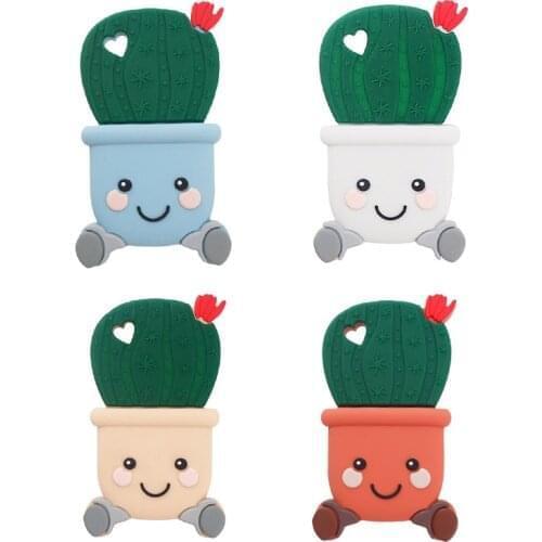 Chenkai 10PCS Silicone Cactus Teethers Food Grade Baby Cartoon Pacifier Shower Teething Nursing Toy Gifts Accessories BPA Free