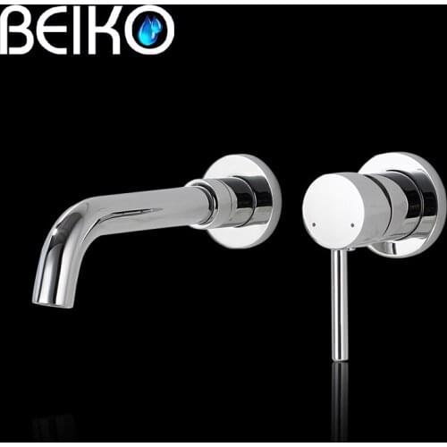 Wash Basin Bathroom Faucet Hot And Cold Water Wall Mount Mixer Sink Tap Swivel Spout Bath With Modern Single Lever Handle