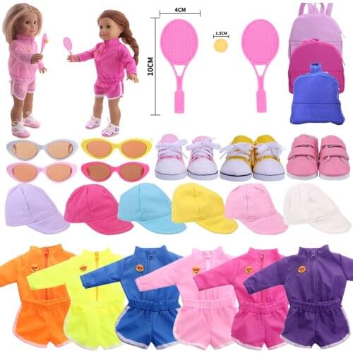 Sportswear Tennis Doll Clothes Shoes For 18 Inch American Doll Girls & 43 Cm New Baby Reborn,Our Generation Accessories Gifts