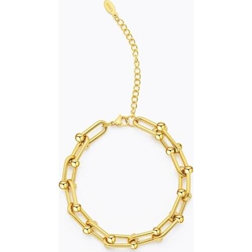 100% Stainless Steel U Heavy Duty Chain Bracelet For Women Men Gold/Silver Color Metal Link Chain Bracelets Pulseras Mujer