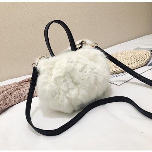 High Quality Luxury Plush Handbag Fashion Personality Ladies Shoulder Messenger Bag Circular Design Women Bags