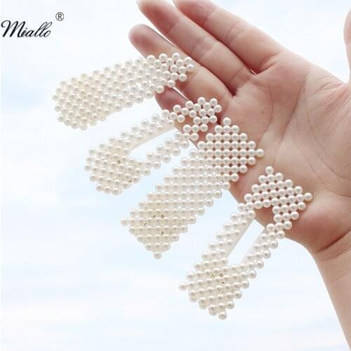 Miallo Fashion Pearl Hair Clip Barrettes 2019 Pearls Wedding Bridal Hair Accessories Jewelry Women Hair Pins and Clips