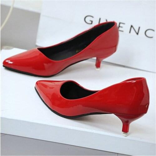 2021 Women 4cm High Heels Black Pink Valentine Pumps Luxury Glossy Stripper Stiletto Wedding Bridal Fetish Shoes Plus Size 43