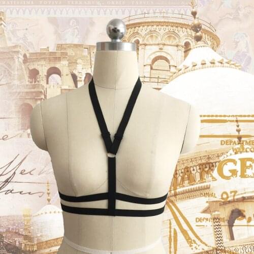 Women New Black Harness cage bra Exotic Apparel Gothic Harajuku sexy lingerie cosplay bondage harness prom dresses harness bra