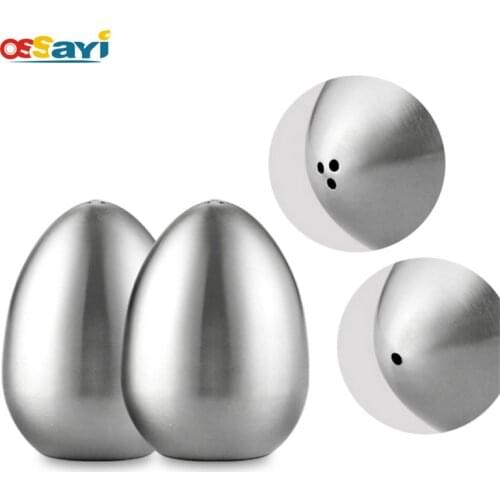 1Pcs Salt Spice Pepper Shaker Metal Salt Pepper Holder Seasoning Bottle Stainless Egg Shaped Condiment Bottle Kitchen Gadgets