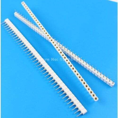10pcs White 2.54mm Pitch Tin IC Breakable 40 Pin Round Pin Female Header Strip