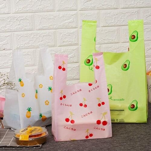 100pcs Fruit Vest Packaging Bags Retail Shopping Bags Wedding Favor Plastic Gift Bag Candy Cake Wrapping Bag Wedding Party Favor