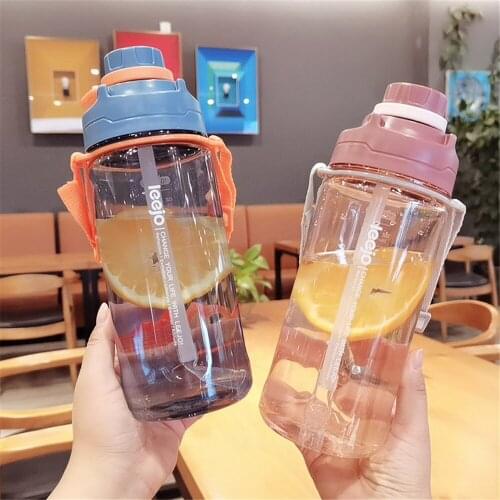 1000ml Big Capacity Sport Camping Plastic Portable Water Bottles With Straw Drinking Cartoon Tea Mug Deer Outdoor Gym Supplies