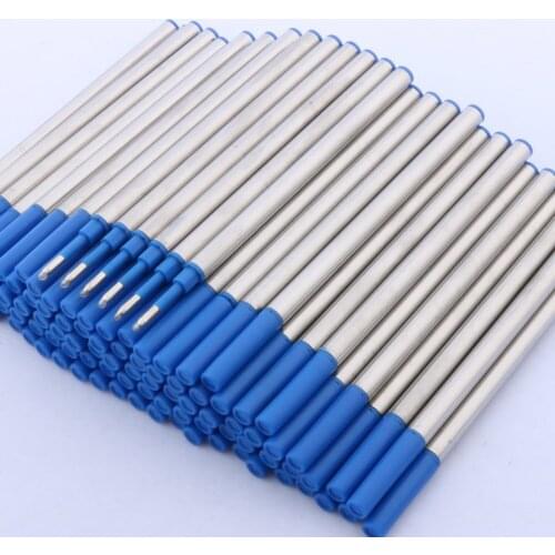 100Pc Quality BLUE stainless steel standard rollerball Pen ink Refills