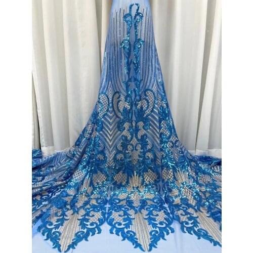 2021 New Design African Lace Fabric High Quality French Nigerian Embroidered Tulle Lace Fabric With Sequins JN7