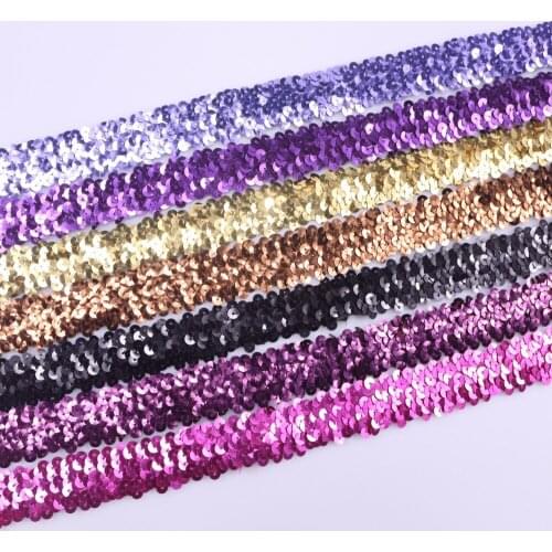 30mm Elastic Sequin Ribbon Sparkle Spangle Fabric Shiny Ribbon For garment 10 yards per lot