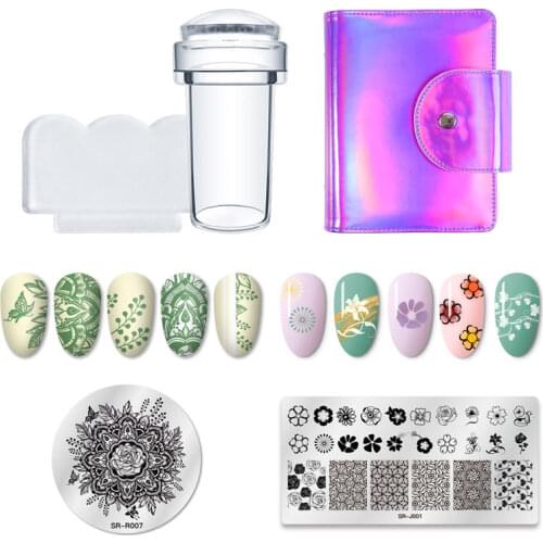 4Pcs/Set Silicone Nail Stamper Scraper Marble Pattern Nail Art Stamp For Stamping Polish Print Manicure Image Plate Tool