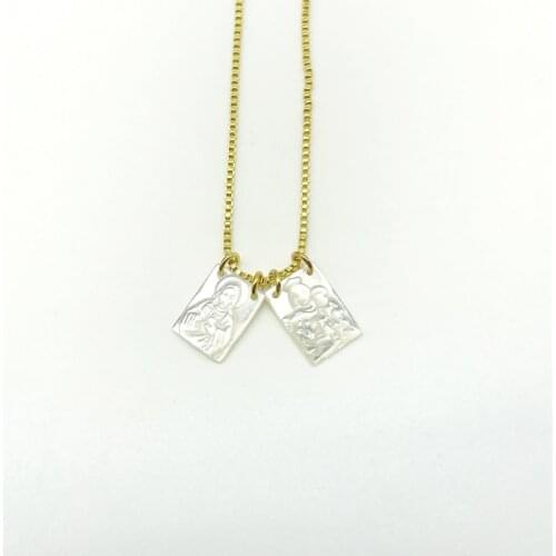 5pcs/lot Religion Jewelry Blessed Virgin Mary Rectangle Shell Double Pendants Box Chain Necklaces