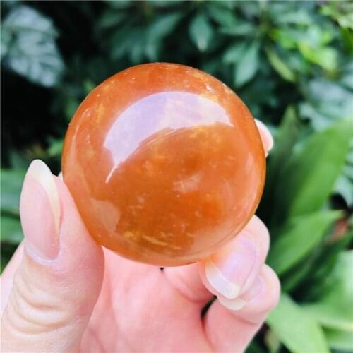 50-55MM Natural Citrine Calcite Quartz Crystal Sphere Ball Healing Gemston
