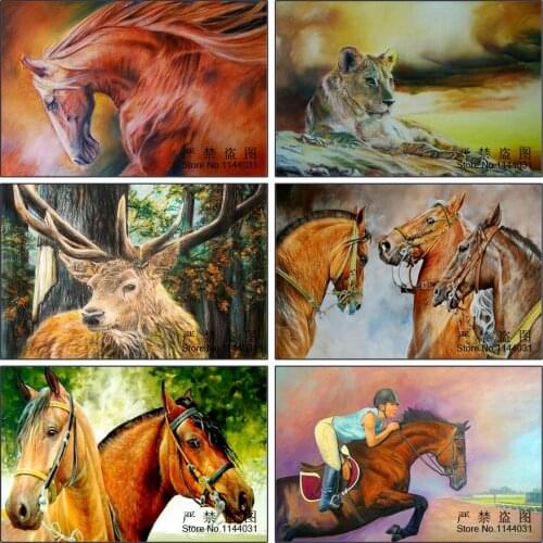 5D Diy Animal Diamond Painting Cross Stitch Diamond Mosaic Embroidery Horses Lion Deer Full Square Pictures Of Rhinestones