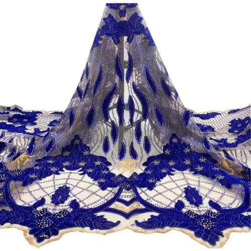 African Tulle Lace Fabric 2021 High Quality Lace With Sequins Nigerian Lace Fabric Velvet Lace For Wedding Dress Sewing hx66-468