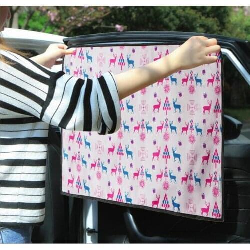 Car Sunshade Sunscreen Cartoon Cute Christmas deer Magnet Side Windshield Sunshade Rear Side Auto Window Sunshade Cover Car-Styl