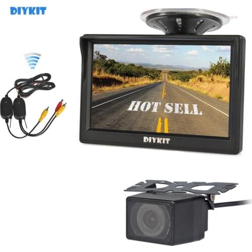 DIYKIT Wireless 5 inch TFT LCD Car Monitor Suction Cup and Bracket + IR Night Vision Rear View Camera Parking System