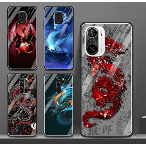 Cases For Xiaomi Redmi Note 9S 7 9 8 10 Pro Max 8T 9c 9A 9T Glass Cover for Redmi K40 K30 K20 Shell Dragon