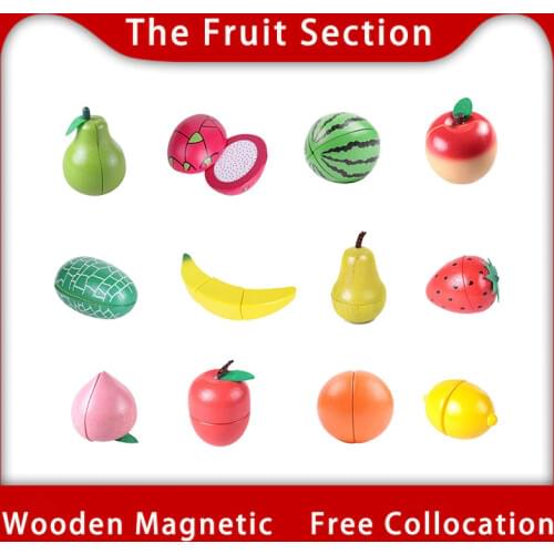 [Toy Woo] Wooden Cutting Kitchen Toy Pretend Play Fruit Vegetable Baby Educational Food Toys Childrens Kitchen Play Gifts