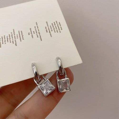 Elegant Jewelry Engagement Crystal Padlock Star Drop-Earrings Dangle Earrings