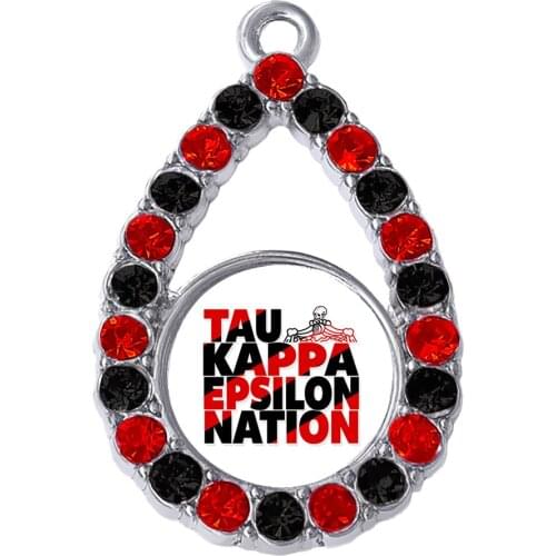 Various shapes enamel rhinestone inlaid metal charm greek society fraternity TAU K EPSILON symbol DIY pendant