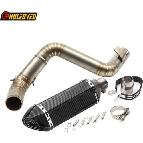 Small Hexagon Motorbike Exhaust Muffler Mid Link Pipe for KTM Duke 125 (2011-2015) /200 (2011-2015) /390 (2013-2016) Motorcycle Muffler Exhaust Pipe Escape Connector