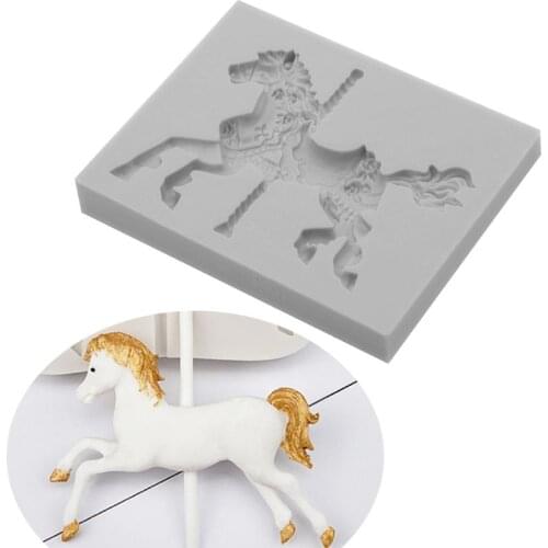 Carousel Horse Shape Silicone Cake Mold Bakeware 3D Silicone Mould For Chocolate Clay Fondant Cake Tools Decorating L5YE