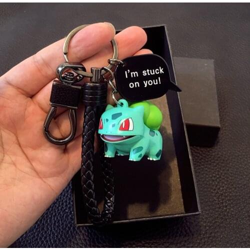 2021 Trend Pokemon Figures Animation Miao Frog Seed Toys Girl Keychain Cartoon Pokemon Elf Ball Cute Little Fire Dragon Keychain