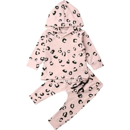 2020 Baby Spring Autumn Clothing Leopard Infant Baby Girl Clothes Long Sleeve Hooded Tops+Leggings Pants 2Pcs Outfits Tracksuit