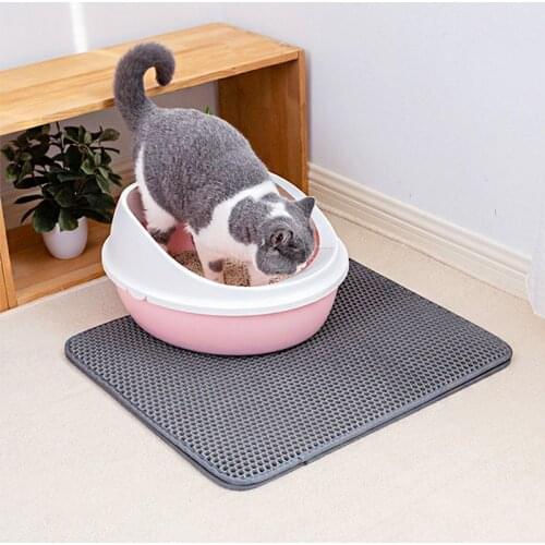 Pet Cat Litter Trapping Mat EVA Double-Layer Cats Mat Bottom Non-slip Waterproof Pet Litter Catcher Mat For Cat Accessories