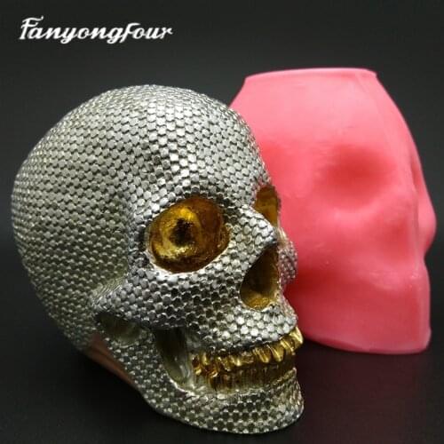 Creative Sequin Skull Silicone Mold Fondant Cake Mold Resin Plaster Chocolate Candle Candy Mold Free Shipping