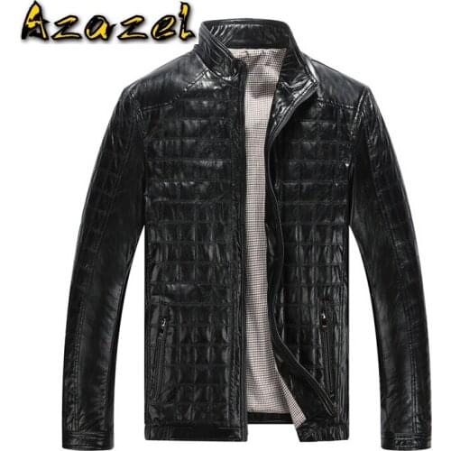 Hot Autumn Winter New Style Mens Leather Jackets Plaid Plus Cotton Korean Casual Leather clothes Mens motorcycle Jacket Coats
